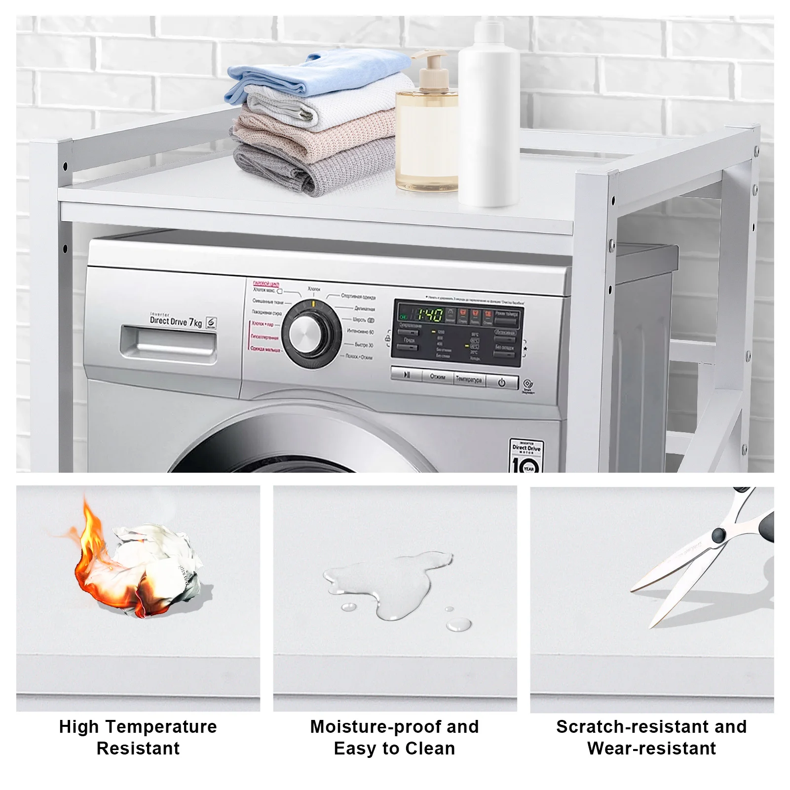 Regal über Waschmaschine und Trockner, 28,7 x 24,8 x 43,3 Zoll, Stapelbares Set für Badezimmer, Waschküche – Detail 3
