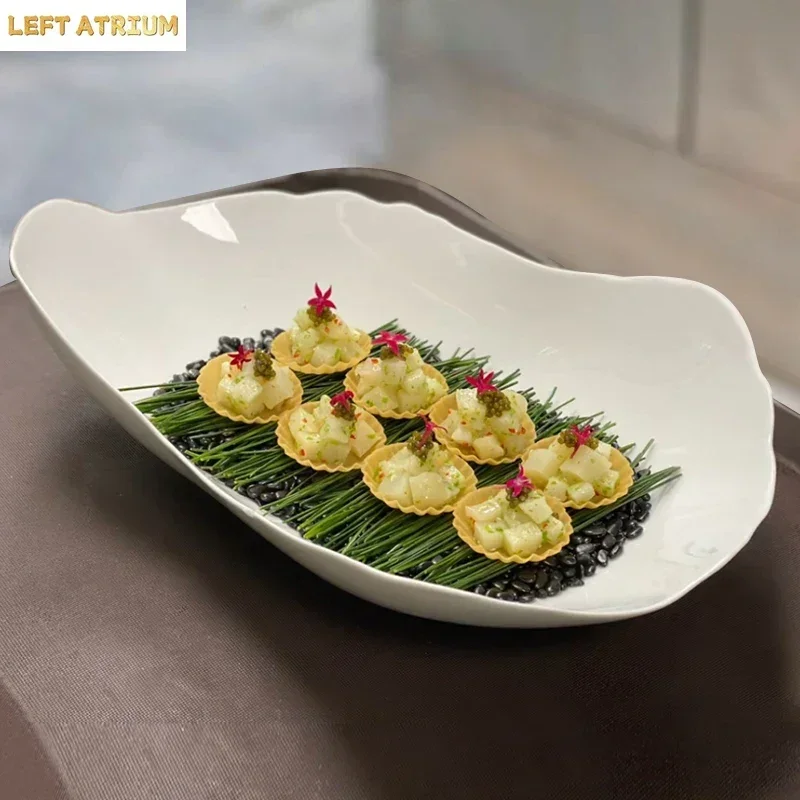 Irregular Ceramic Plate Dessert Snack Plate Pasta Dish Steak Plate Serving Plates Molecular Cuisine Solid Color Tableware