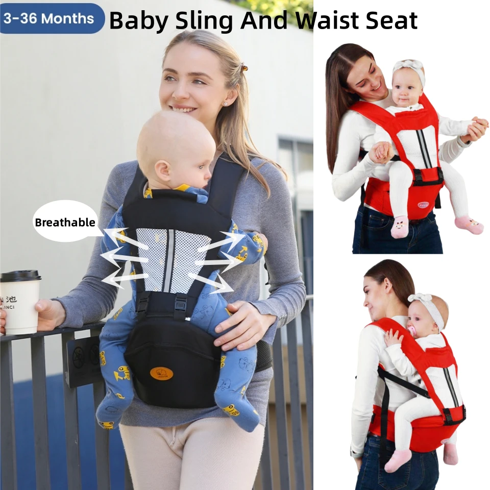 Baby Carrier Multifunctional Sling Backpack Breathable Nursing Bag Waist Seat for Newborn with Lumbar Support & Cool Air Mesh