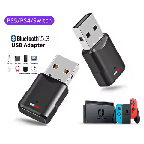 Bluetooth Audio Adapter Wireless Headphone Adapter Receiver for PS5/PS4 Game Console PC Headset 2 in 1 USB Bluetooth 5.3 Dongle