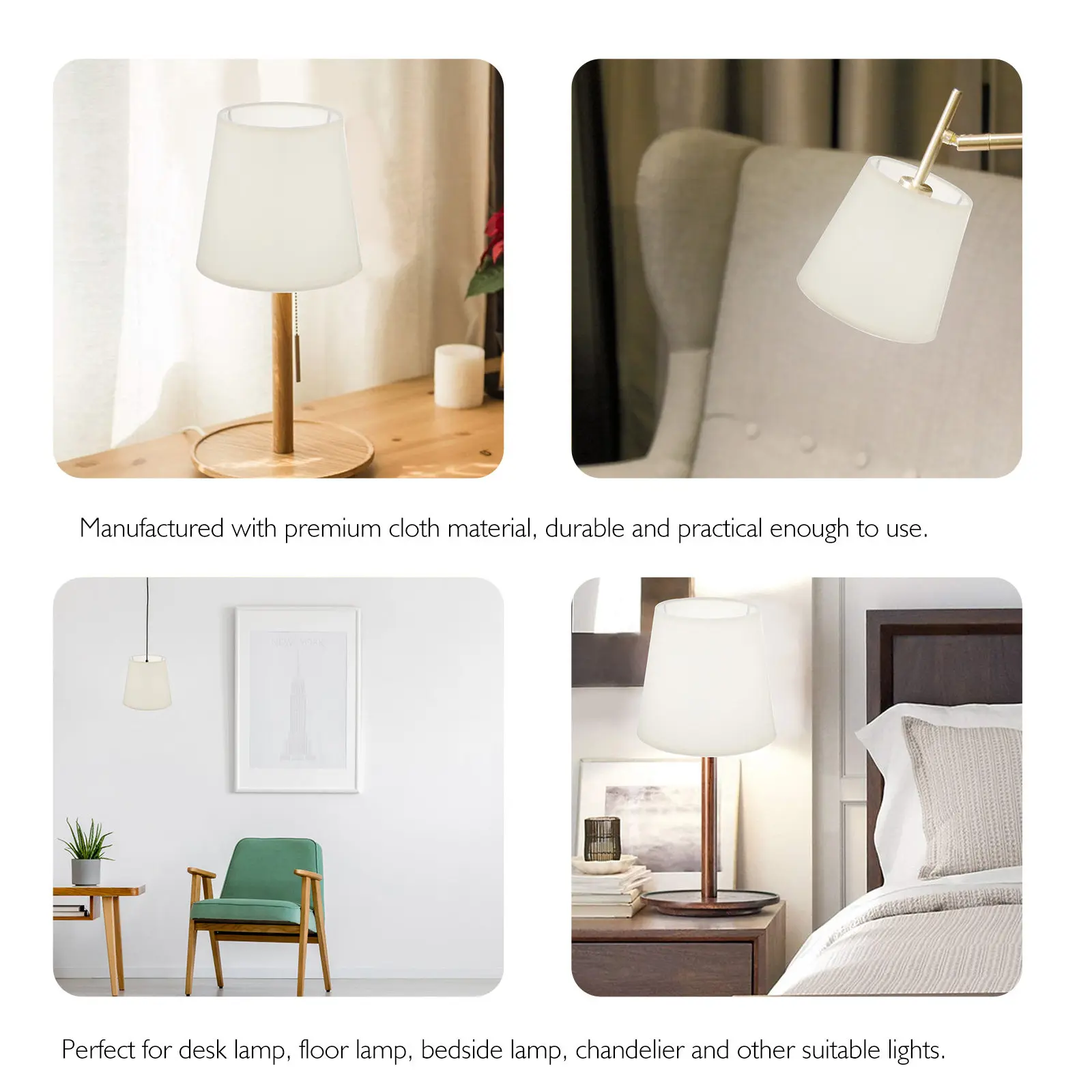 1Pcs Cream Metal Lampshade with PVC Liner for Ceiling Pendant Lamp Wall Sconce Lamp Shade Replacement Diffuse Lighting Home