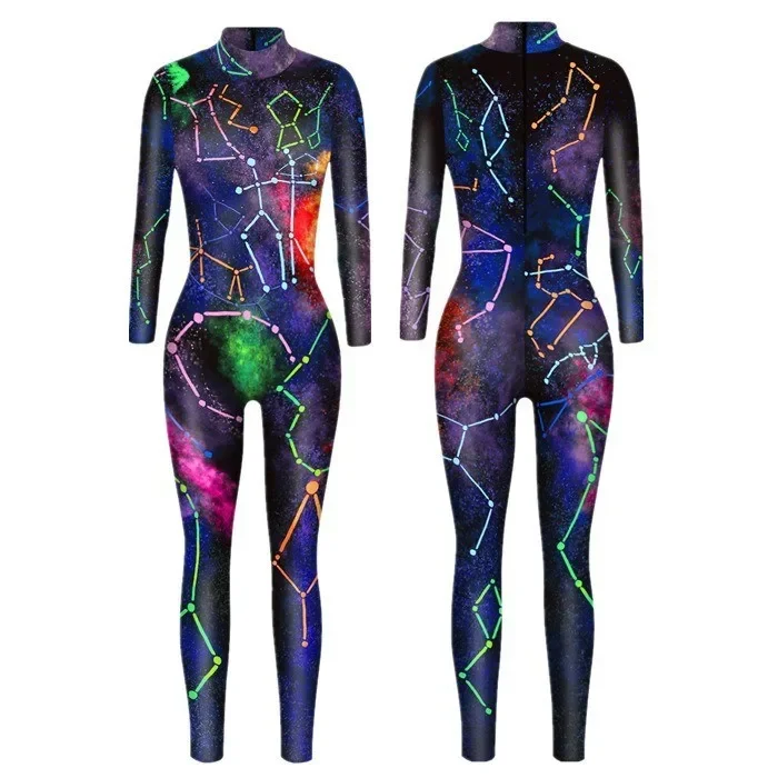 Unisex Cyber Punk 3D Digitaldruck Halloween Party Rollenspiel Outfit Damen Herren Cosplay Kostüm Karneval Overall