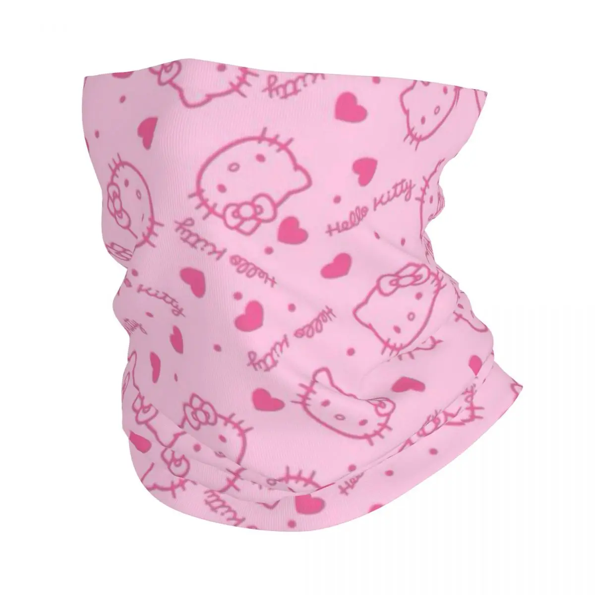 Custom Hello Kitty Cartoon Neck Gaiter Men Women UV Protection Winter Sanrio Bandana Scarf for Ski