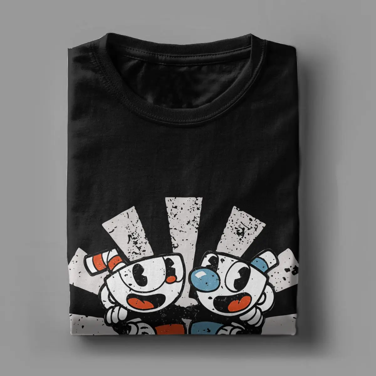 Men Women\'s Retro The Cuphead T Shirts Game Anime Pure Cotton Clothing Novelty Short Sleeve Crew Neck Tees New Arrival T-Shirts