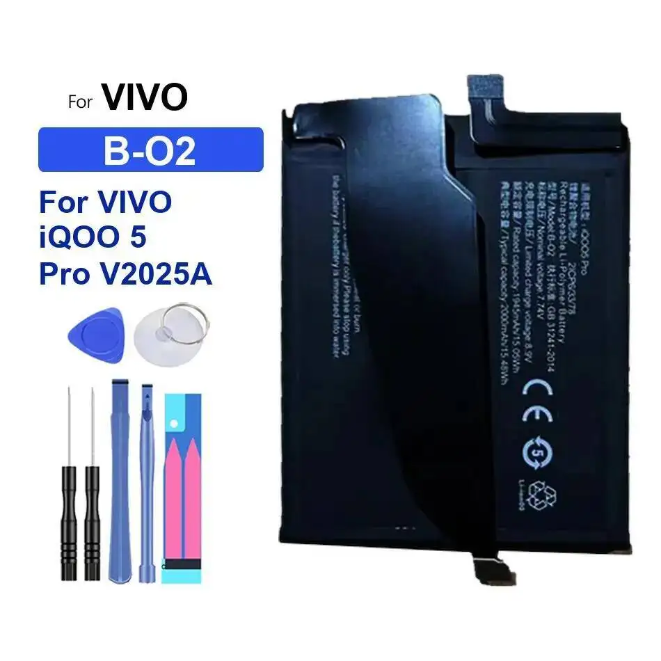 

Mobile Phone Battery 2000Mah B-O2 For Vivo Iqoo 5 Pro V2025A Premium Replacement Good Low-Temperature Performance