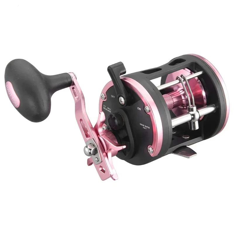 

Розовые рыболовные катушки с троллинговым барабаном и счетчиком метров, 18 кг, сверхсильный максимальный сопротивление, 3 + 1 BB, соотношение 3,8:1, морская рыбалка в морской воде