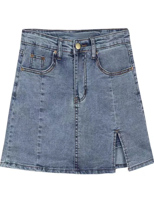 High Waist Slimming  Denim Skirt with Slits for Women Summer 2025 Fashion A-Line Half Body Skirt Pants Stylish Short Skirts
