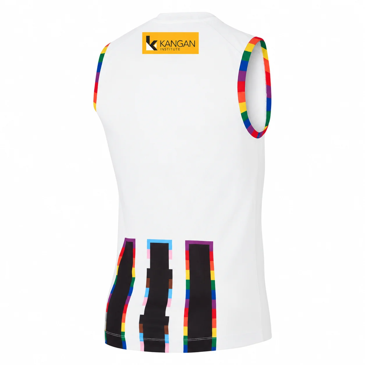 Collingwood Magpies, schwarzes und weißes Trikot für den australischen Fußball, Herrenmodell, ärmelloses Sportshirt mit V-Ausschnitt für das Training. – Detail 7