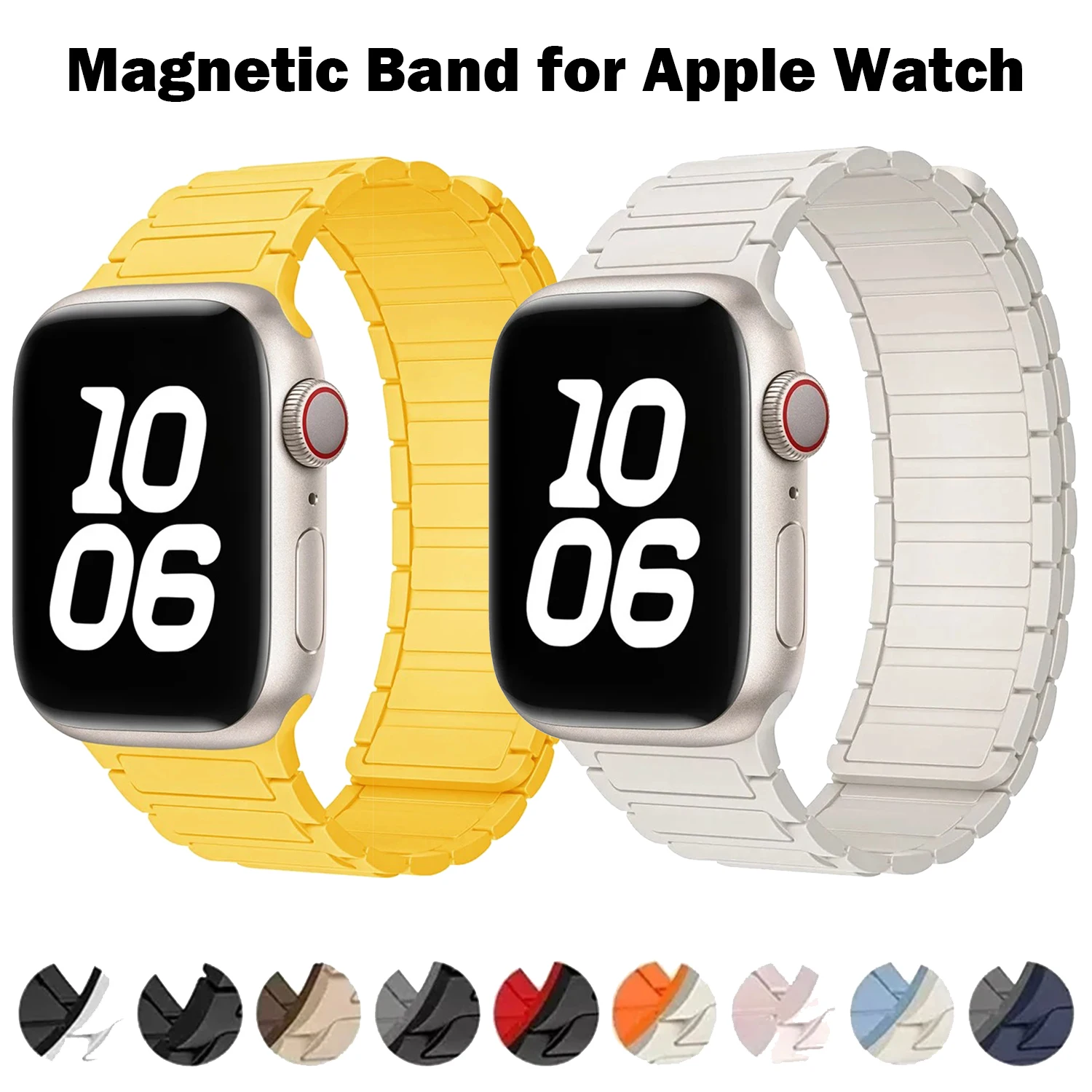 Magnetisches Silikonarmband für Apple Watch 49mm 46mm 45mm 44mm 42mm 41mm 40mm Band für iWatch Ultra 2/3 Series 11 10 9 8 7 6 5 SE