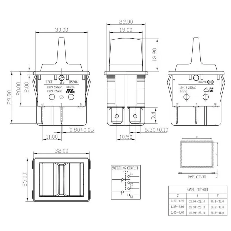 Light Country 250V 16A Black Blender Locking Momentary Rocker Switch For Blendtec