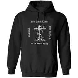 Orthodox Schema Cross/Jesus Prayer Russian Orthodoxy Pullover Hoodie 100% Cotton Wygodne Casualowe Bluzy Męskie Streetwear