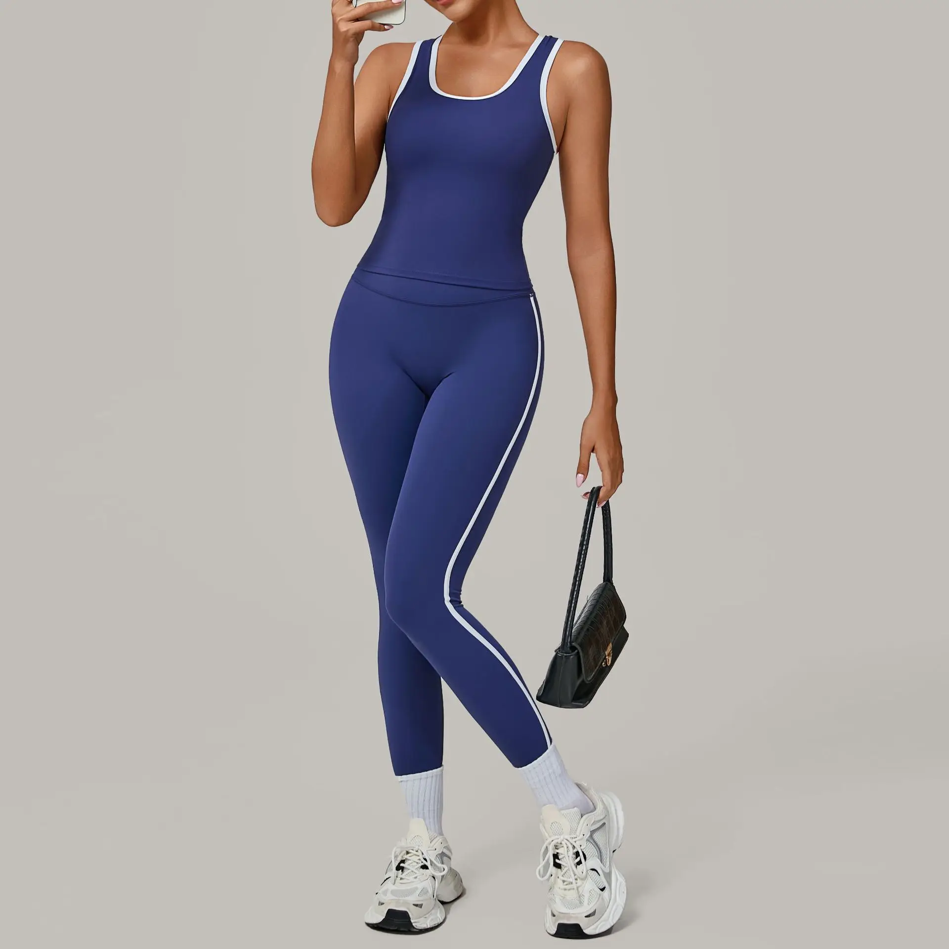 

New Yoga Suit Sports Fitness High Waist Peach Hip Tight Nude Quick-drying Pants Yoga Suit Running Workout Clothes Gym Sportswear
