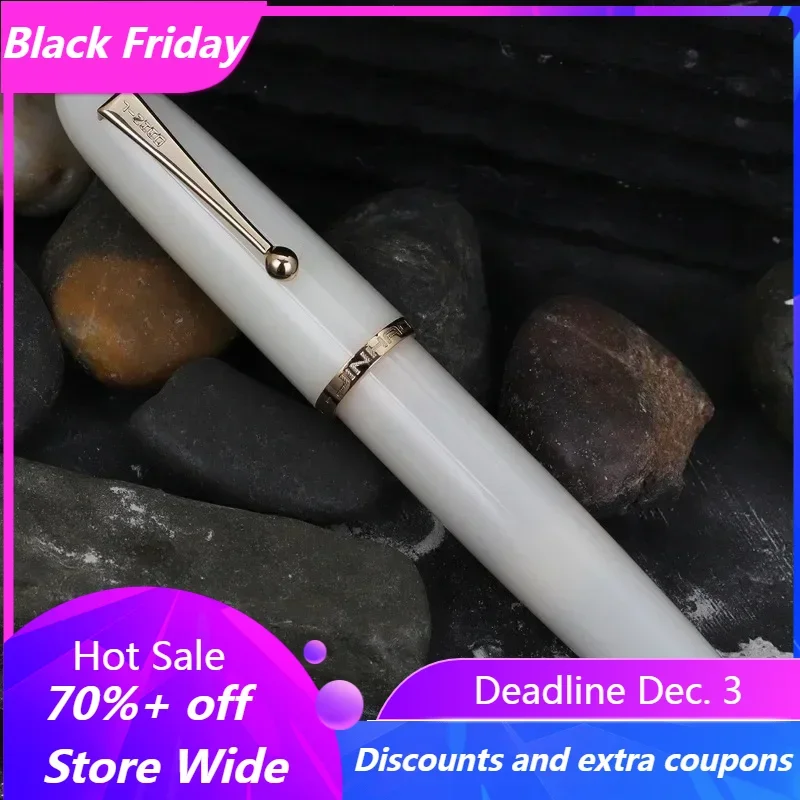 New Jinhao 9019 Fountain Pen Heartbeat Nib F/M 0.5/0.7mm Nib White Yellow Authentic Quality Metal Office Ink Pen Writing Gift