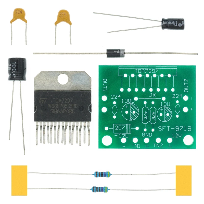 TDA7297 amplifier board spare parts dc 12v grade 2.0 dual audio encoding 15w electronic diy kit