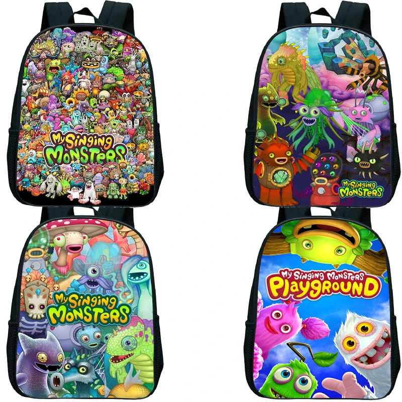 12 Inch My Singing Monsters Kindergarten Backpacks Waterproof Bookbag Kids Cartoon School Bags Girls Boys Small Daypack Gifts