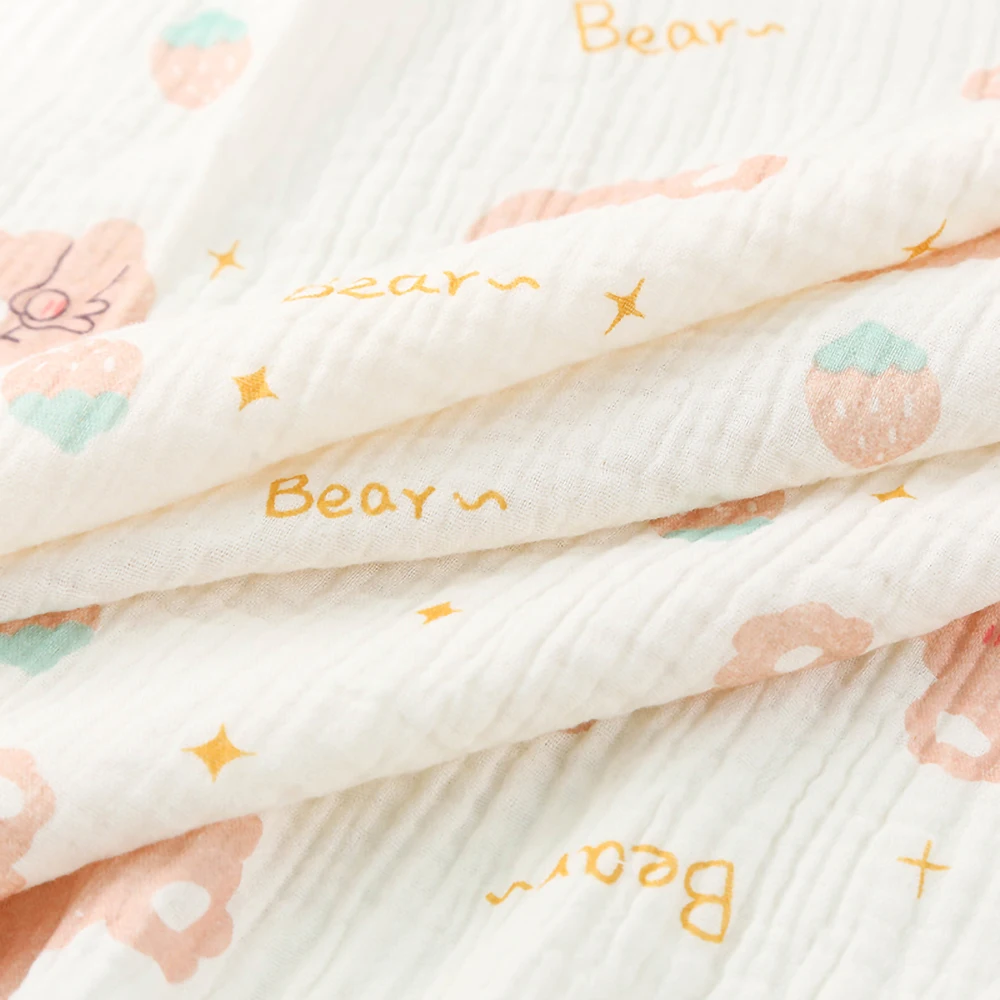 130x50cm Rose Yellow Flower Print 100% Cotton Double-Layer Crepe Fabric For Apparel Bed Sheet Quilting DIY Sewing Craft Material