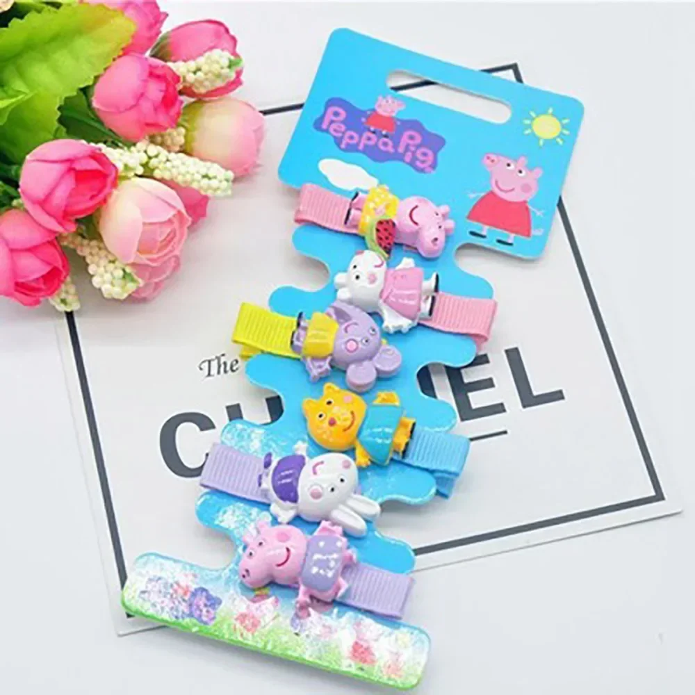 Peppa pig crianças grampos de cabelo cordas de cabelo kawaii moda tiara cocar george bonito tiara acessórios bebê hairbands presente aniversário