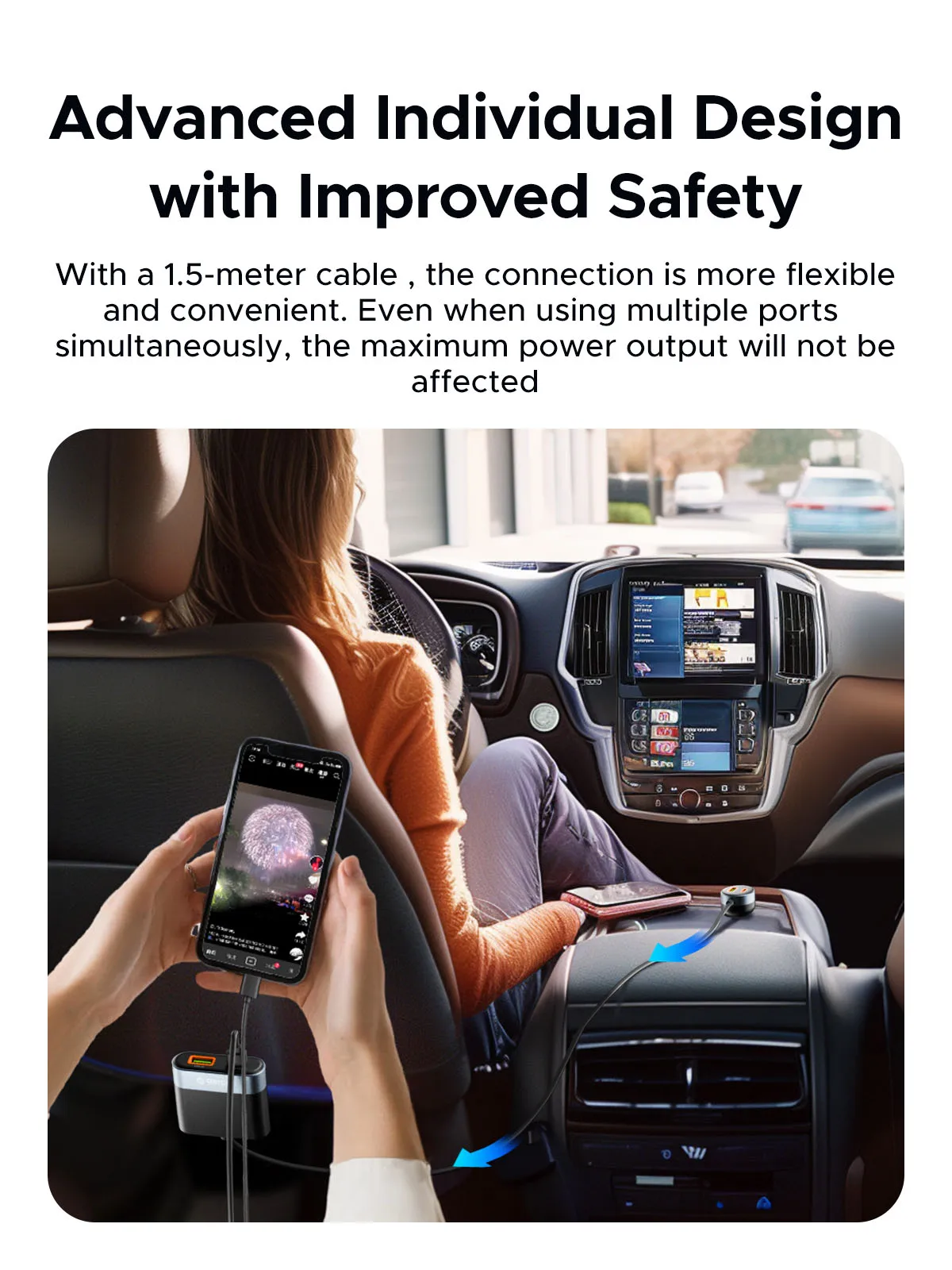 Orico 98W Autolader 2 USB-A En 2 Type-C Clip Ontwerp Voor Voor En Achterbank Familie Reizen Voor Apple Samsung Pd Qc 3.0