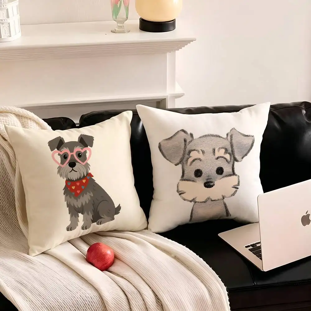 1pc Miniature Schnauzer Pillow Case Fashion Square Pillowcase Bedroom Sofa Room Ins Decoration Leisure