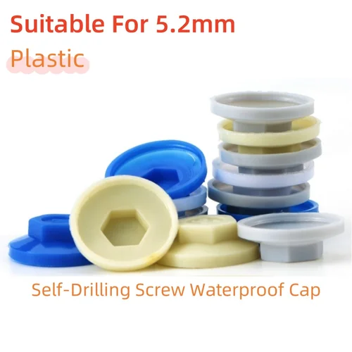 50/100/300/500 Uds 5,2mm tornillo autoperforante Hexagonal exterior tapa impermeable cubierta protectora de tornillo de plástico tapa antioxidante