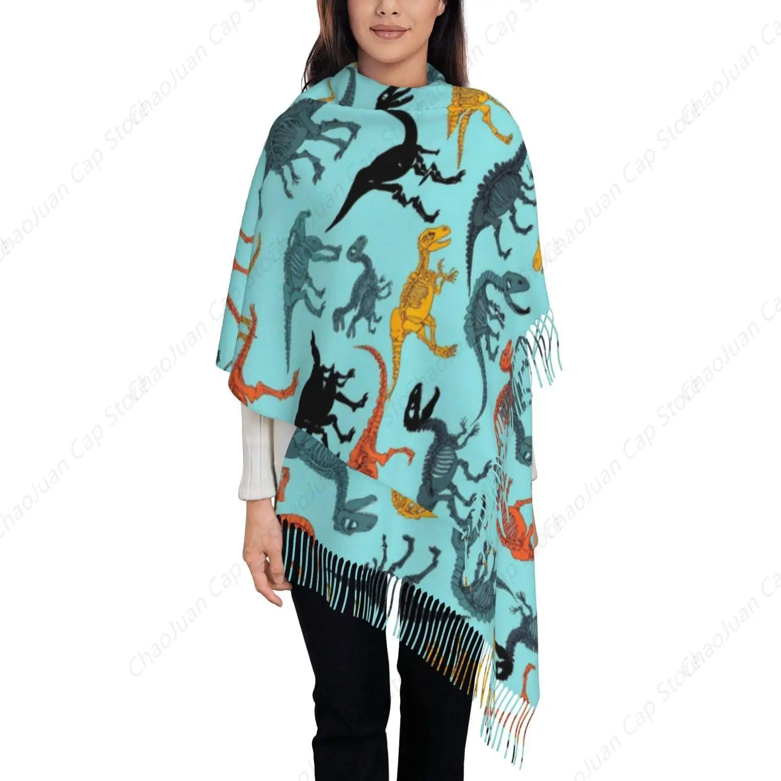 

Динозавры скелет мультфильм женский мягкий шарф одеяло большой длинный открытый путешествия пашмина кашемир элегантное платье вечерние свадебные