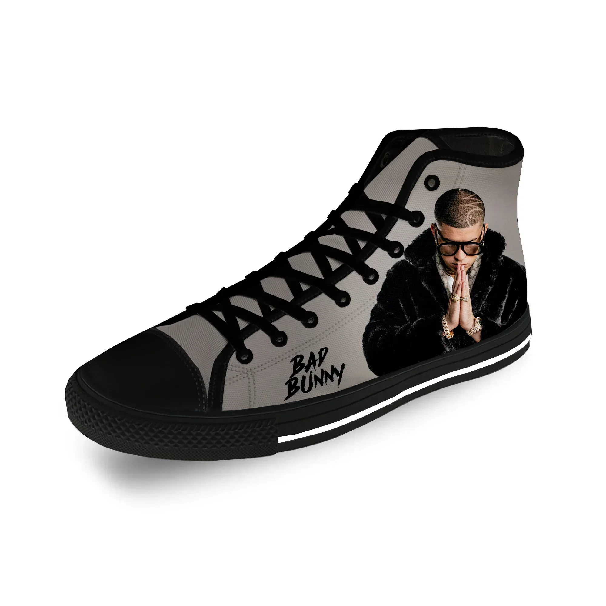 Bad Bunny Rap Hip Hop Rapper Cool Casual Cloth Fashion 3D Print High Top Canvas Shoes Men Women Lightweight Breathable Sneakers - view 4