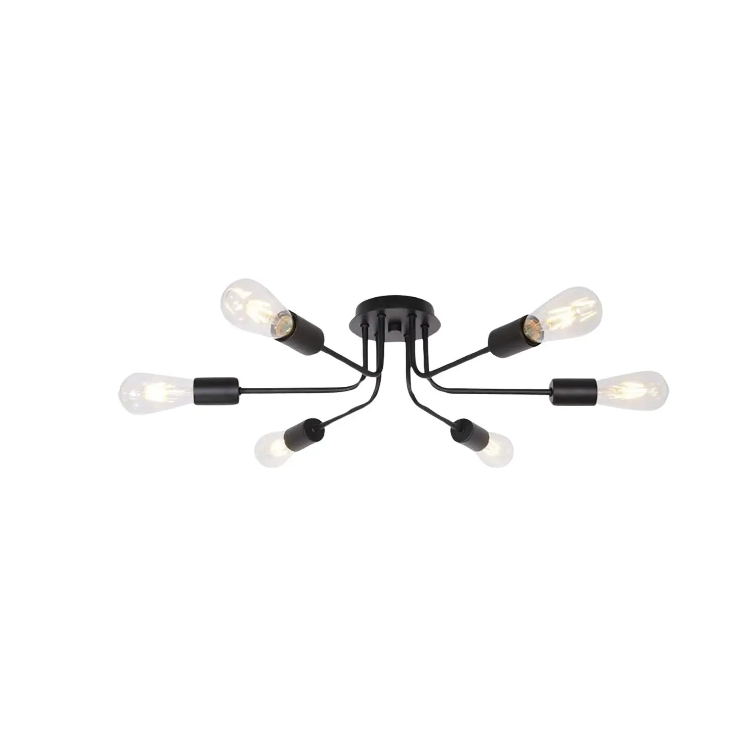 

Modern Sputnik Chandelier 6 Light Semi Flush Mount Ceiling Lighting Cotemporary Industrial Brushed Nickel Ceiling Fixture