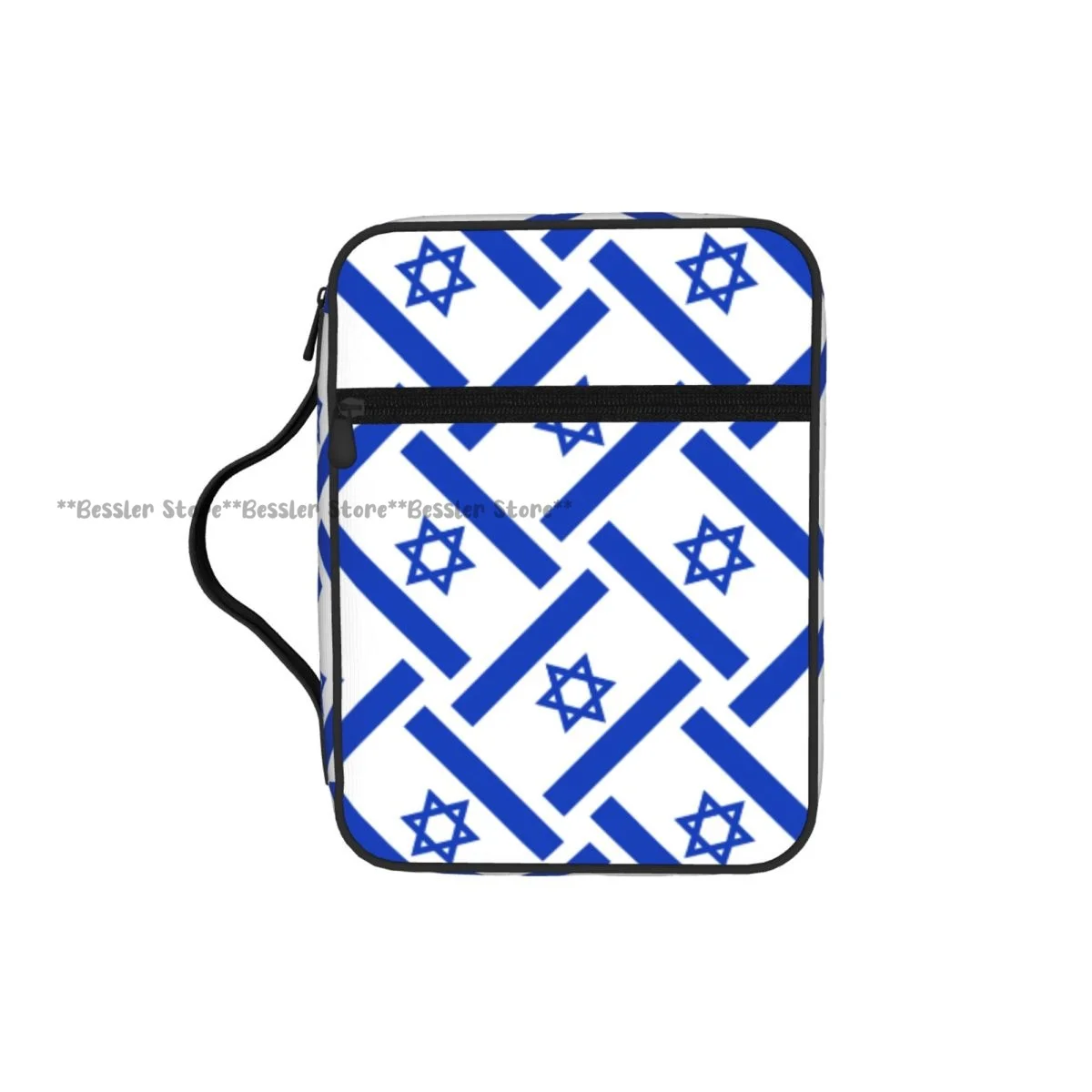 

Israel Flag Print Bible Cover Case Zipper Pocket Handle Storage Bag Church