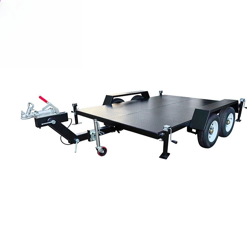 Flat transport trailer, impact brake center shaft four wheels, towing trailer