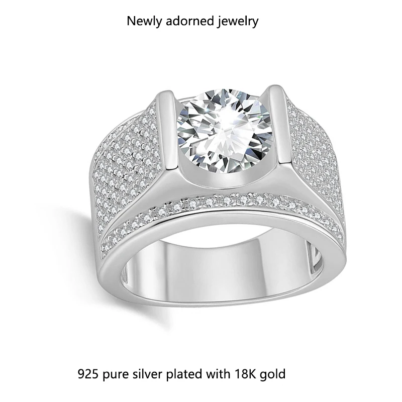 

A beautifully crafted and fashionable irregular-shaped D-color moissanite ring, featuring a 3-carat round moissanite gemstone, p