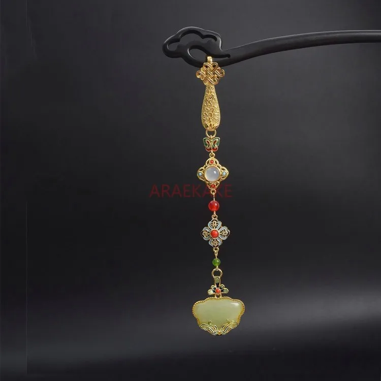 الرجعية الصينية ضغط الرياح التلبيب شيونغسام قطري التلبيب قلادة شرابة قصر نمط بروش قلادة #4