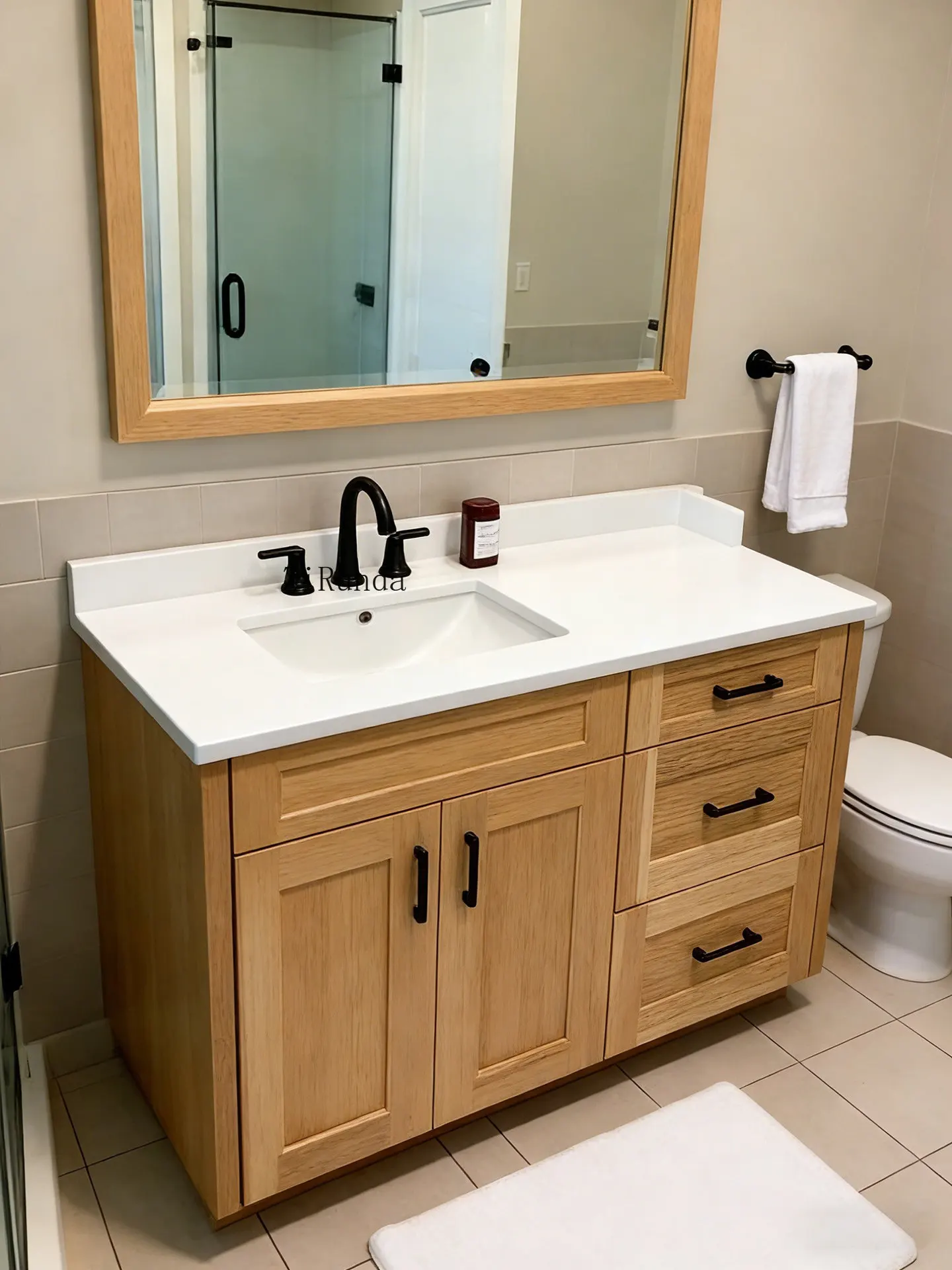 

Напольная тумба для ванной в скандинавском стиле из массива дуба, персонализированная, на заказ