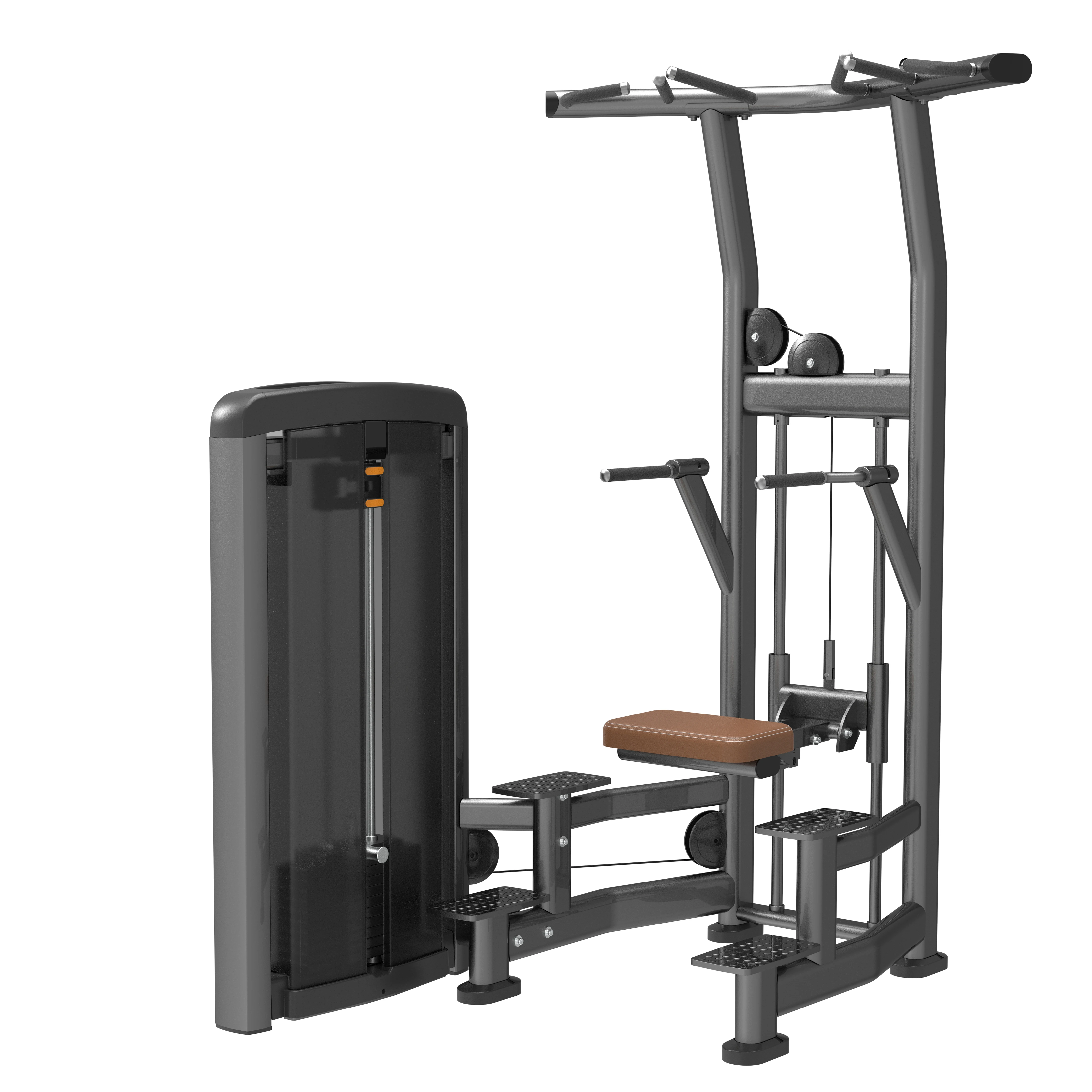 

Factory-Supplied Gym Fitness Steel Vertical Knee Raise Machine Assist Dip Chin with Pin Load Selection