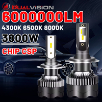Dualvision H4 LED Headlight 3800W 3570 CSP LED H7 H1 H11 H8 9005 9006 HB3 HB4 H9 4300K 6500K 8000K 2PCS Fog Light Mini Diode 12V