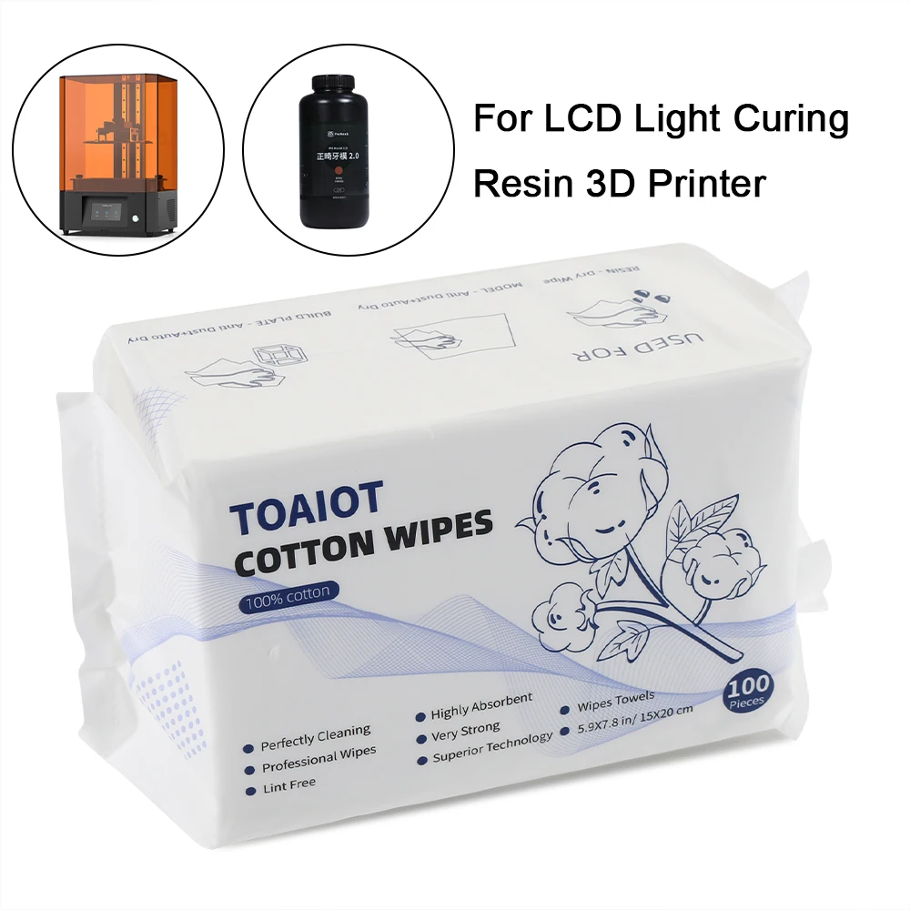 Light Curing Cleaning Cotton Wipe Cleaning Tool 100%Cotton Super Absorbent Lint Free for Anycubi Elego UV Resin 3D Printer Part