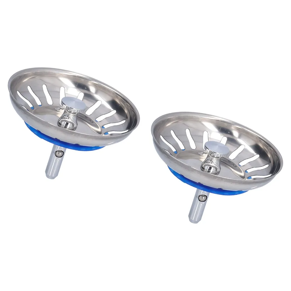 2 Pack 304 Stainless Steel Kitchen Sink Strainer Multiple Holes Anti Clog Drain Plug Basket Smooth Flow 80mm / 3.15in Diameter