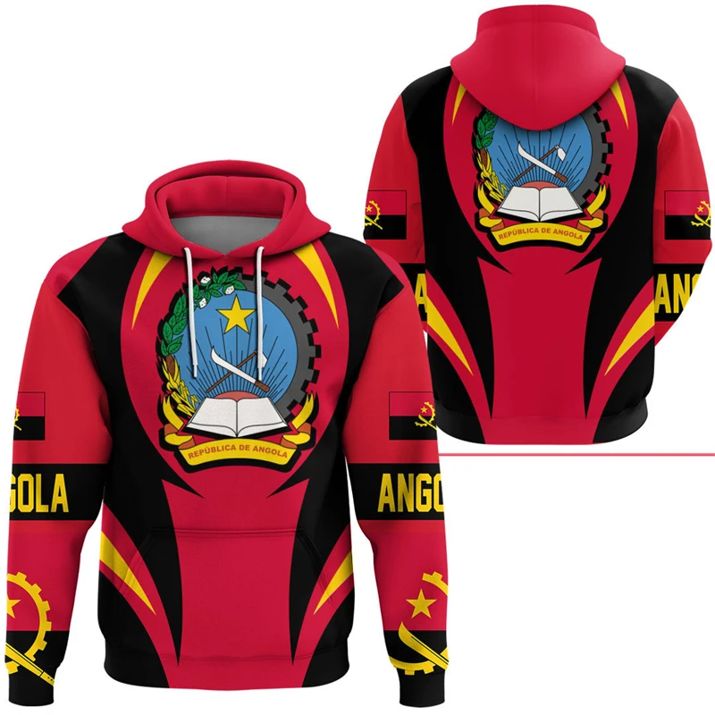 New Fashion Men Women Zip Hoodies Angola Flag Graphic 3D Printing Long Sleeve Pullovers Angolan Map Emblem Oversized Sweatshirts