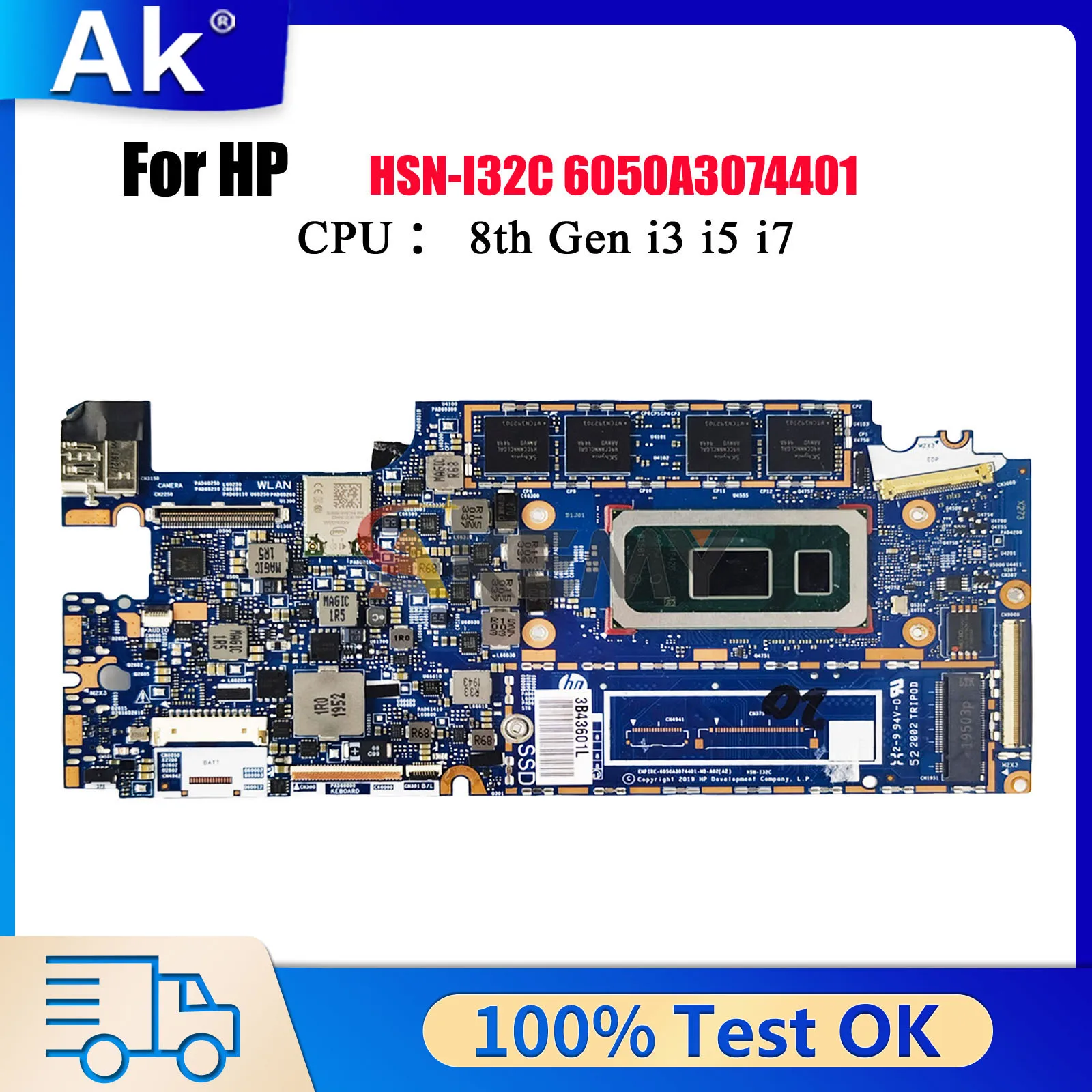 6050A3074401 For HP Elite Dragonfly HSN-I32C Laptop Motherboard With i5 i7 CPU 8GB 16GB RAM L74106-601 L74114-601