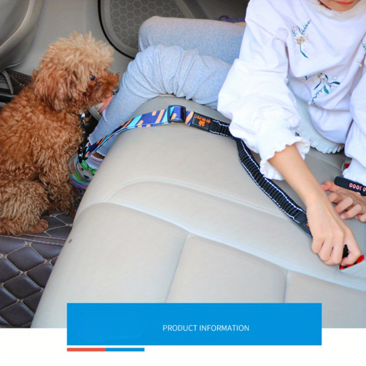 حزام مقعد الحيوانات الأليفة قابل للسحب مع وسادة مرنة، حبل آمن عاكس للكلاب الصغيرة الكبيرة. معدات أمان قابلة للتعديل #1