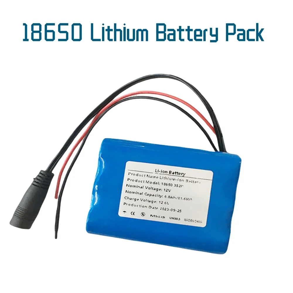 ก้อนแบตเตอรี่3S2P 12V 6800mAh 18650แบตเตอรี่ลิเธียมแบตเตอรี่โทรศัพท์12.6V + ที่ชาร์จ