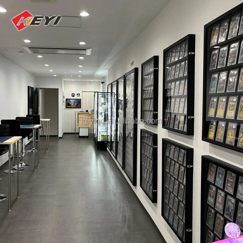 custom.Wall Mounted Graded sport card Trading Card Display 25/ 35 slots Acrylic Trading card display stand