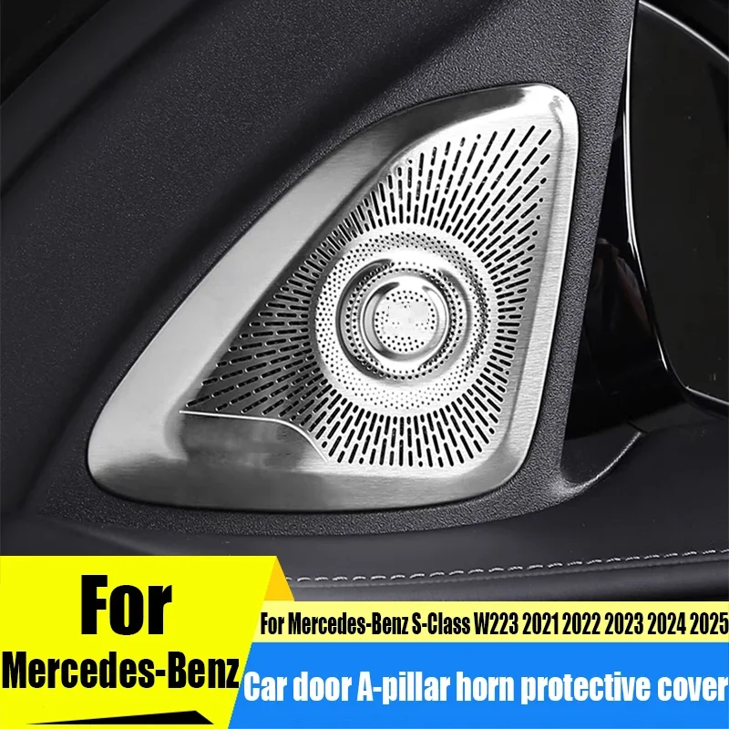 For Mercedes-Benz S-Class W223 2021-2025 stainless steel car door A-pillar horn protective cover car interior modification parts