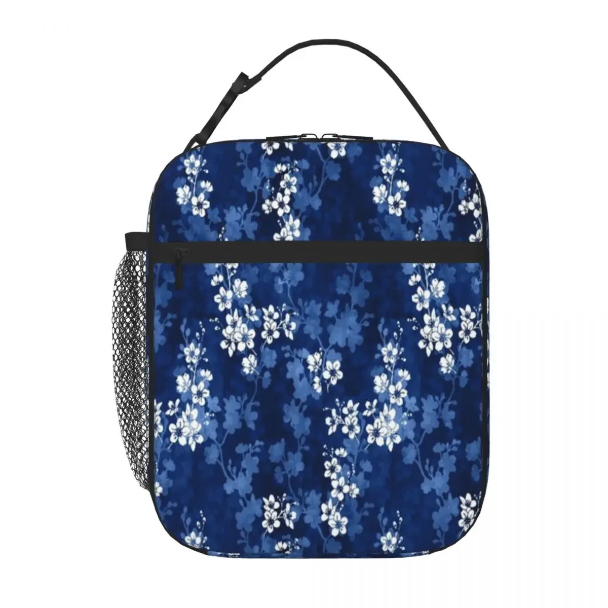 Hot Sale Sakura Blossom In Deep Blue Trendy Outdoor Lunch Bag Business Commute Lightweight Lunch Bag