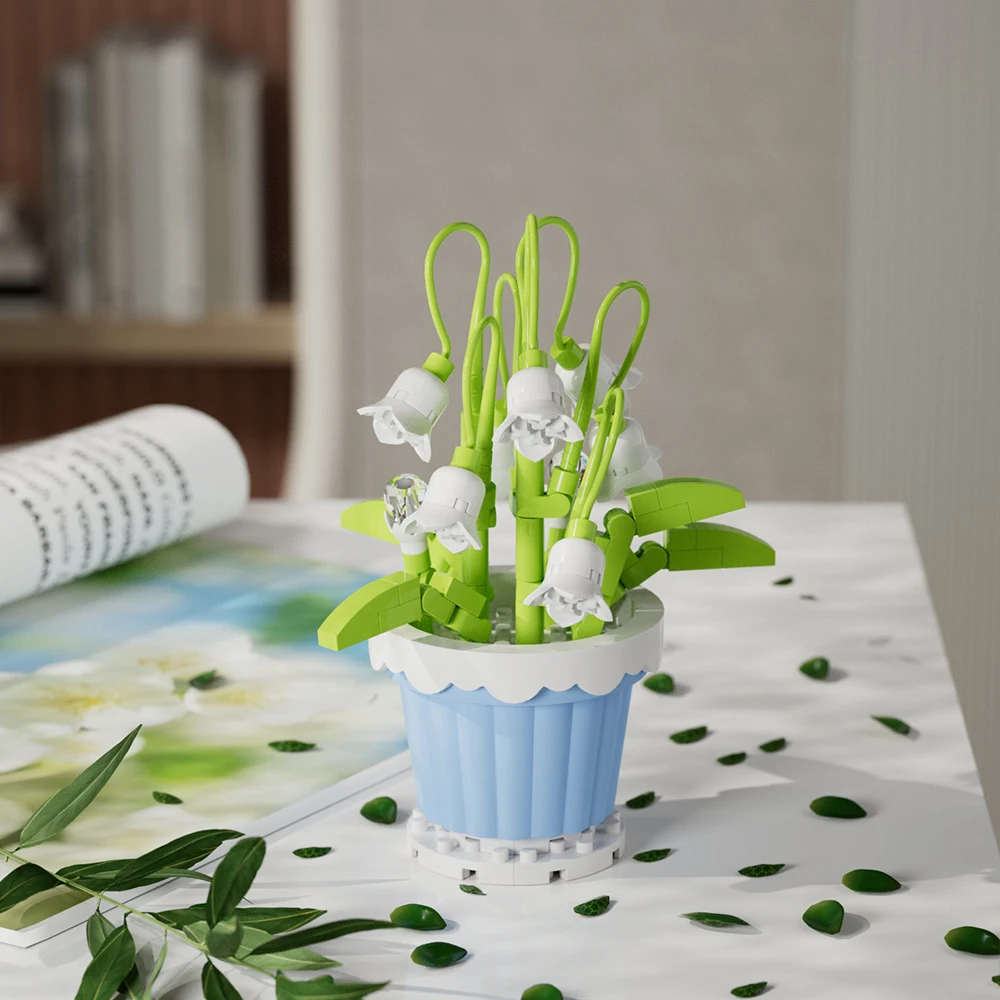 Bloco de quebra-cabeça brinquedos em vaso blocos de construção simular buquês de flores suculentas flores eternas decoração para casa presentes de natal