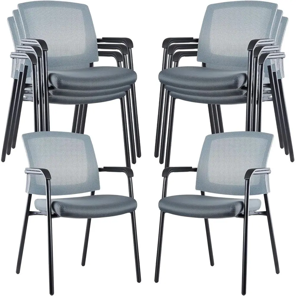 

Grey Stacking Chairs Stackable Waiting Room Chairs with Armrest, Mesh Oice Retion Gt Chair or Home Desk Conerence Lobby Church M