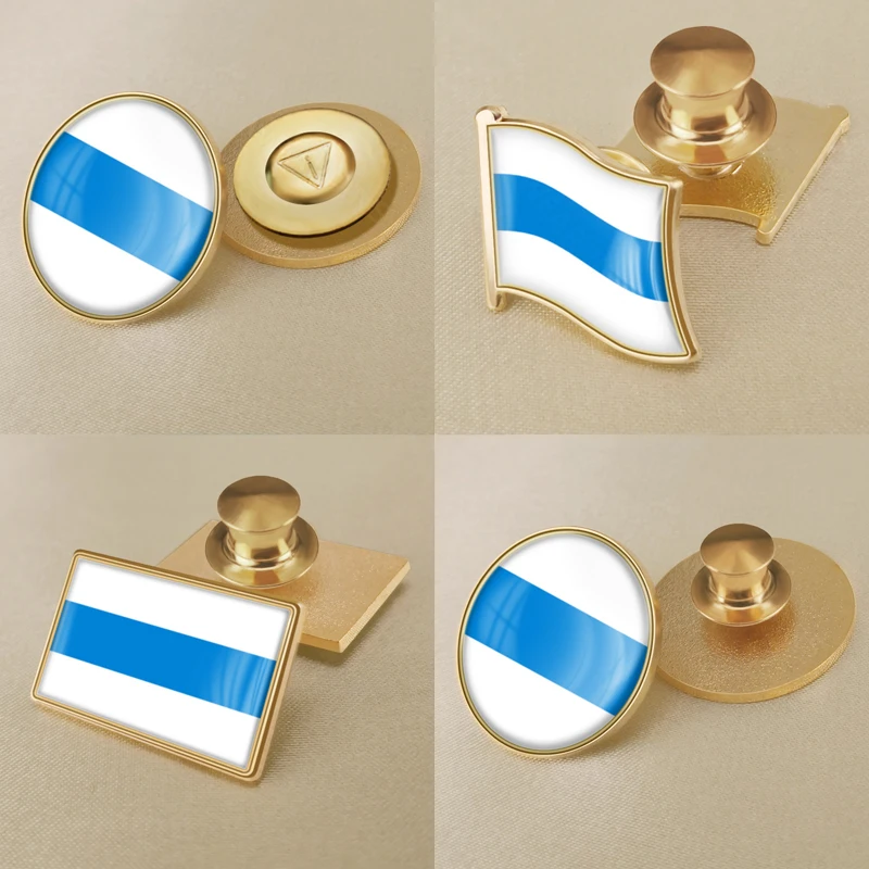 Russia White Blue White Flag Brooch Badges Lapel Pins