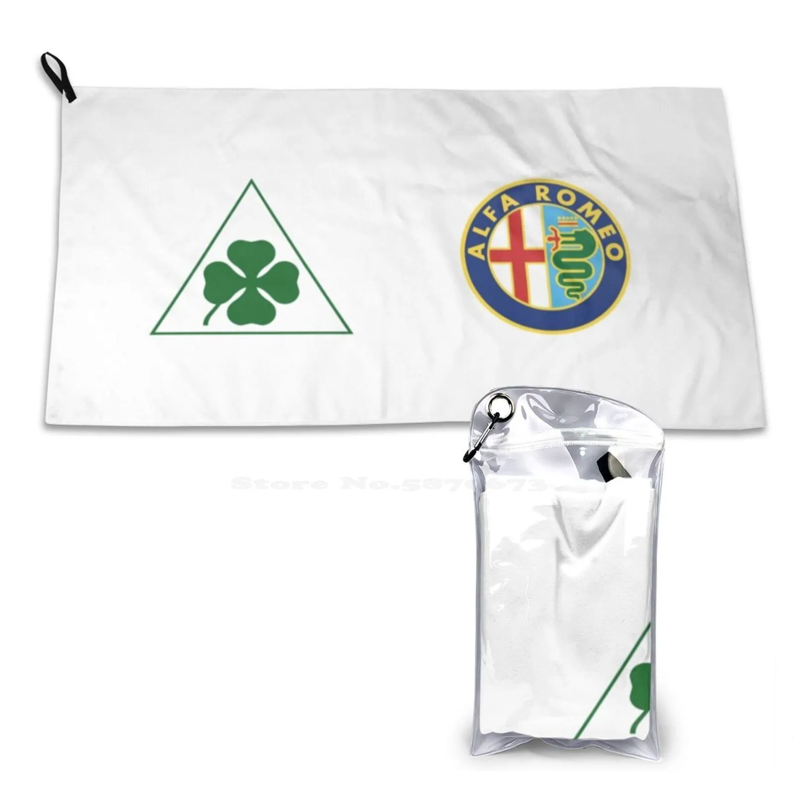 Quadrifoglio & Old Badge-Color / White Soft Towel Pattern Washcloth Romeo Quadrifoglio Clover