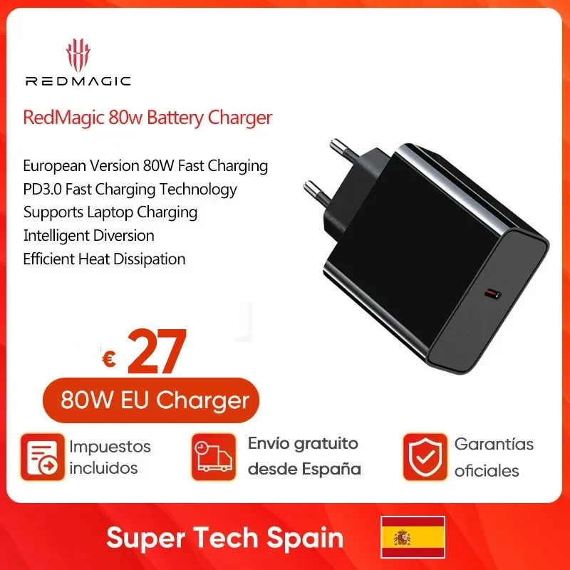 Original RedMagic 80w GaN PD Fast Charge Charger Type C EU Plug Fast Charging For Nubia Z50S Pro/Nubia Z50/Nubia Z60 Ultra