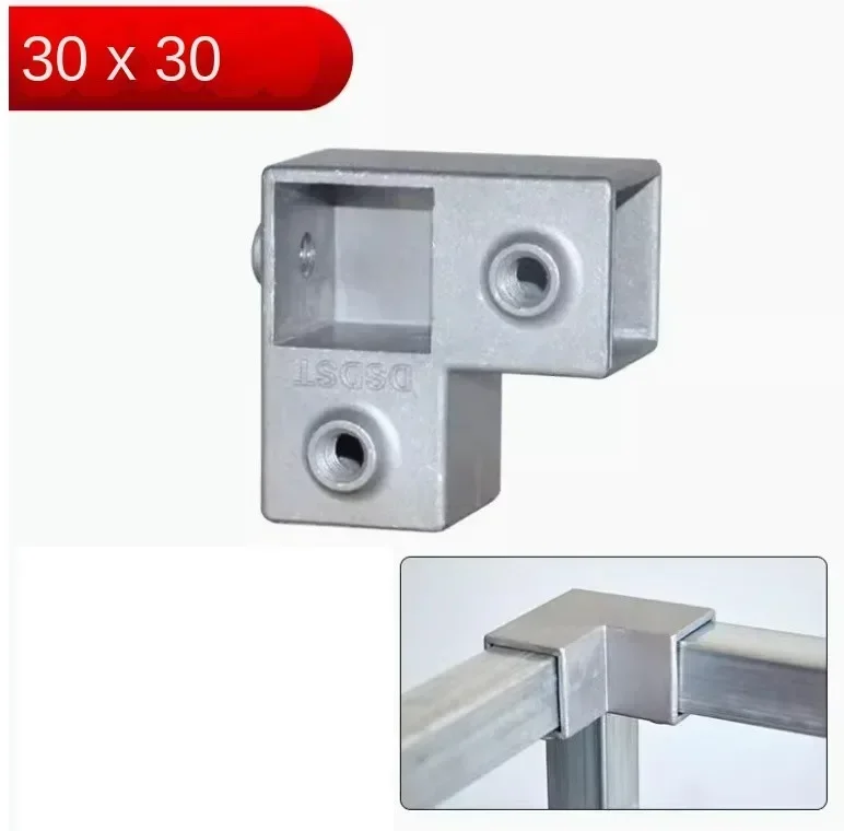 OD 30x30mm Vierkante Buis Verbindingsstuk Aluminium Elleboog Drieweg Vierkante Pijp Vaste Gezamenlijke Opbergrek Rack