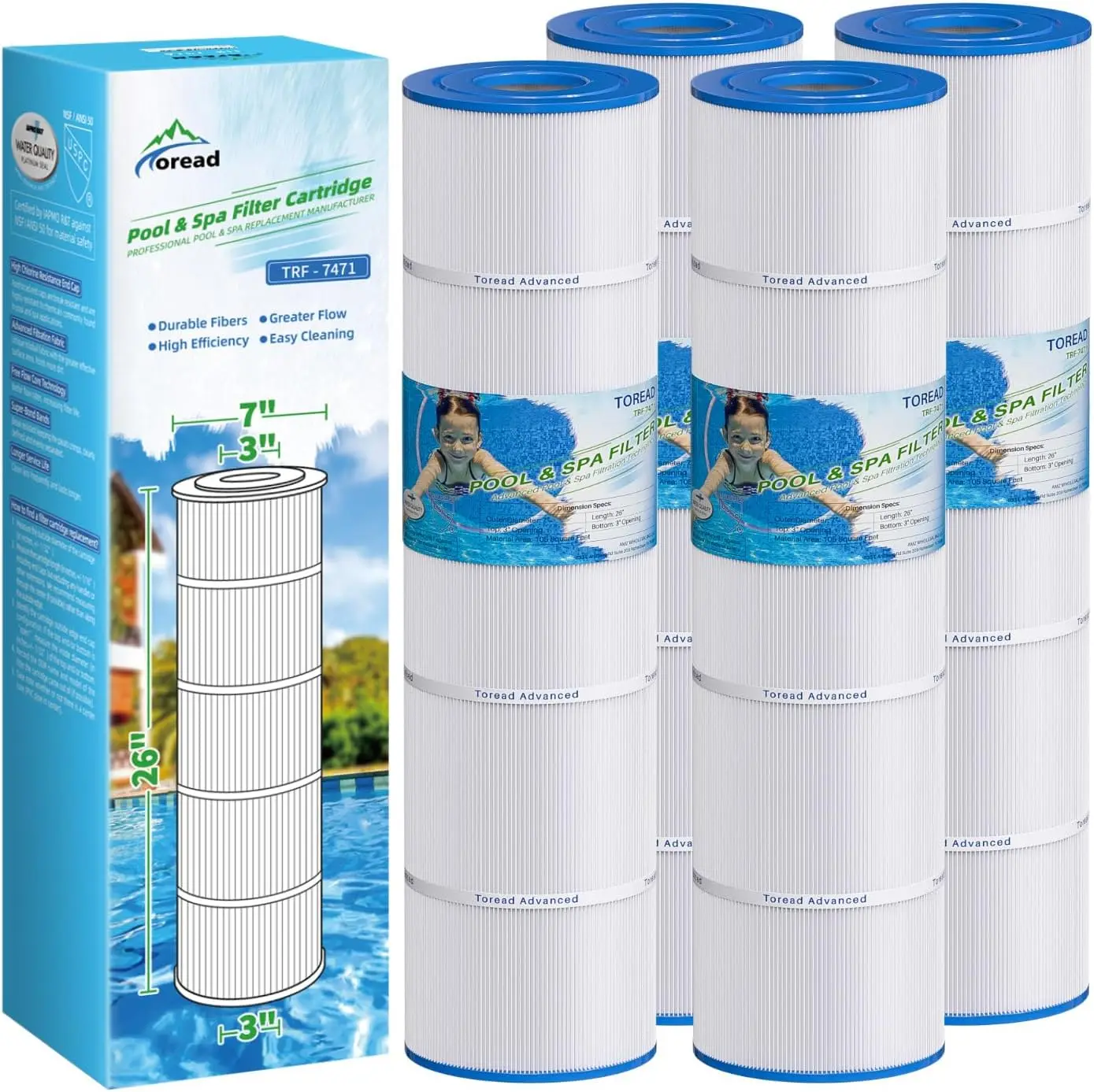 CCP420 Pool Filter Replaces Pentair Clean And Clear Plus 420, PCC105-PAK4, Ultral-A6, Unicel C-7471, R173576, Filbur FC-1977
